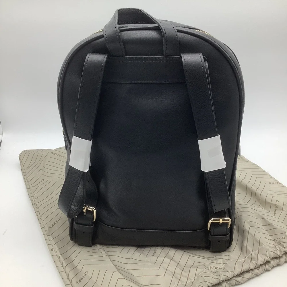 CHAMPS Black Leather RFID Protection Backpack‎ Style LCB-502 NWT